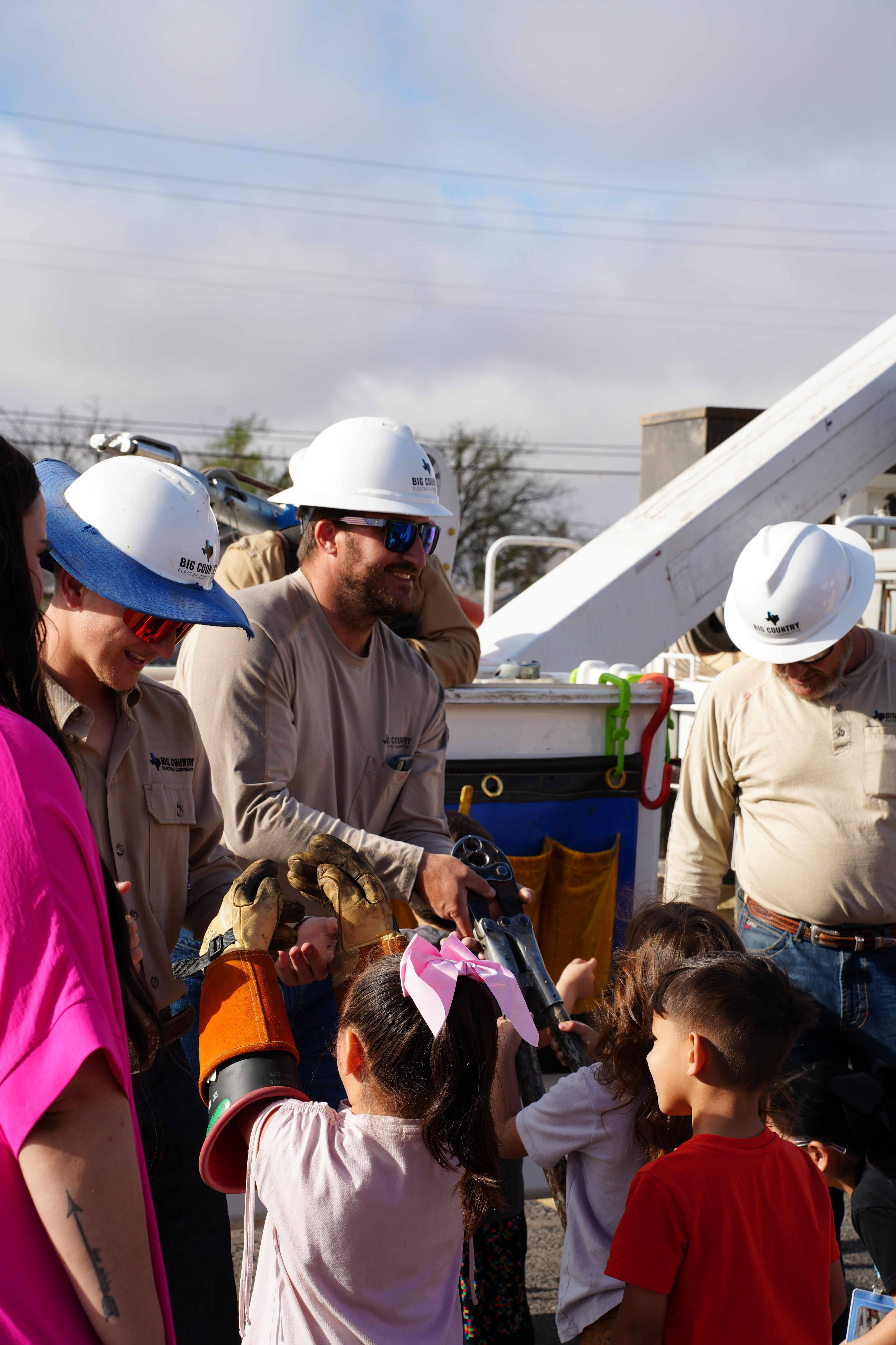 Lineworkers at Career Day